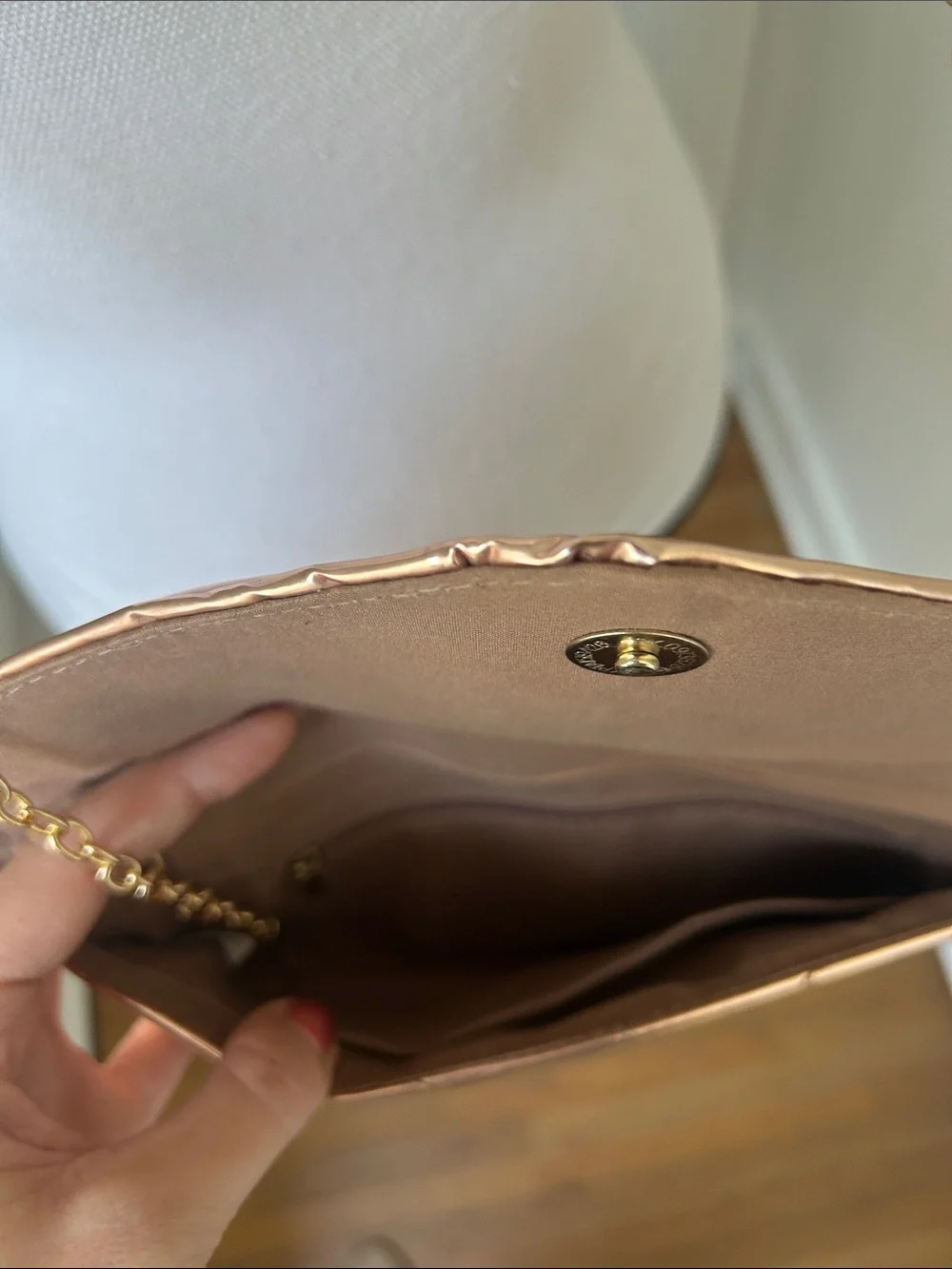 Quilted Metallic Rose Gold Chain Shoulder Bag